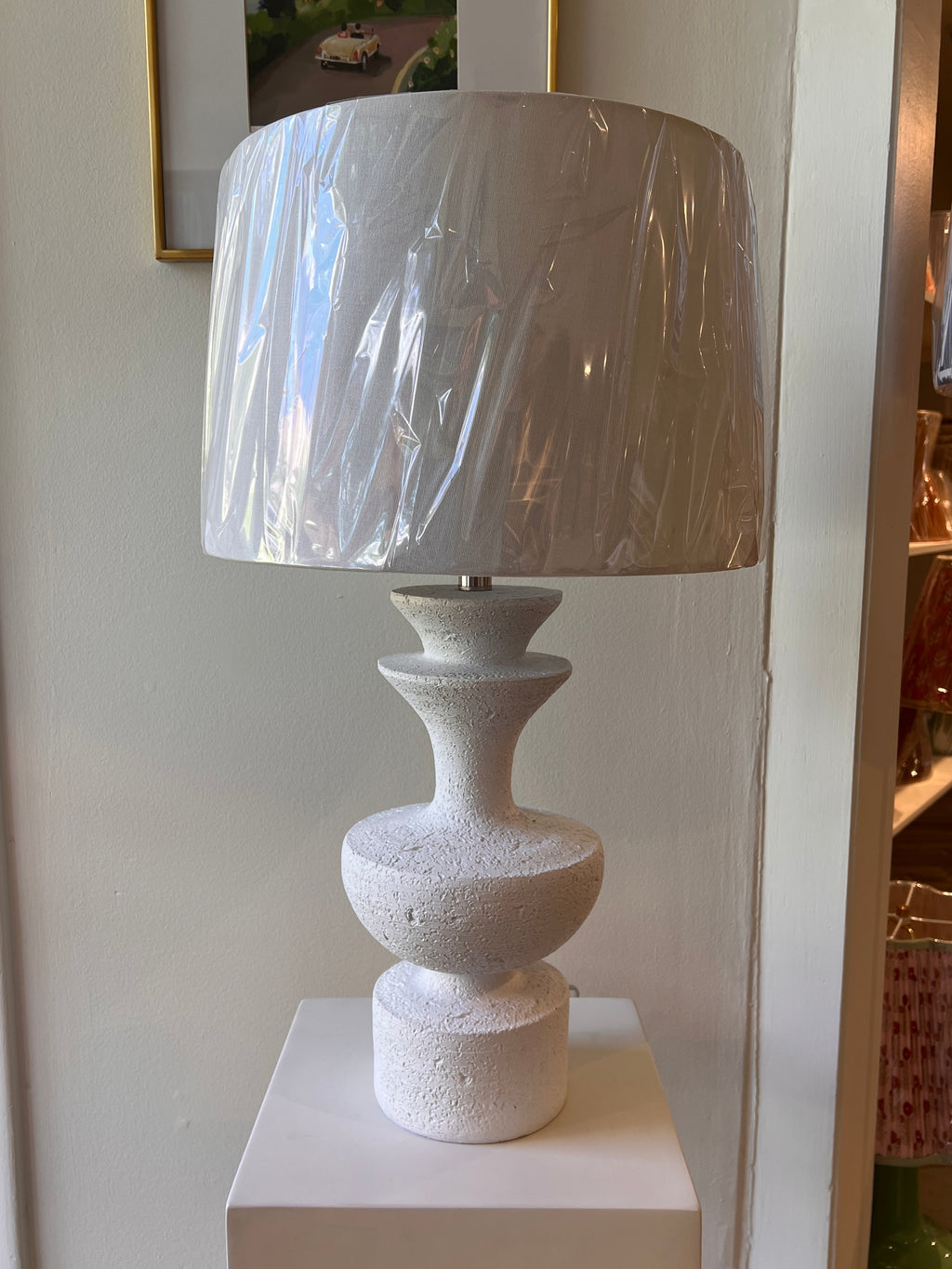 White Plaster Table Lamp