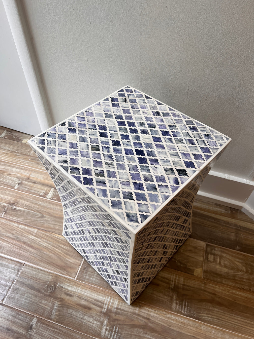 Blue Inlay Accent Table