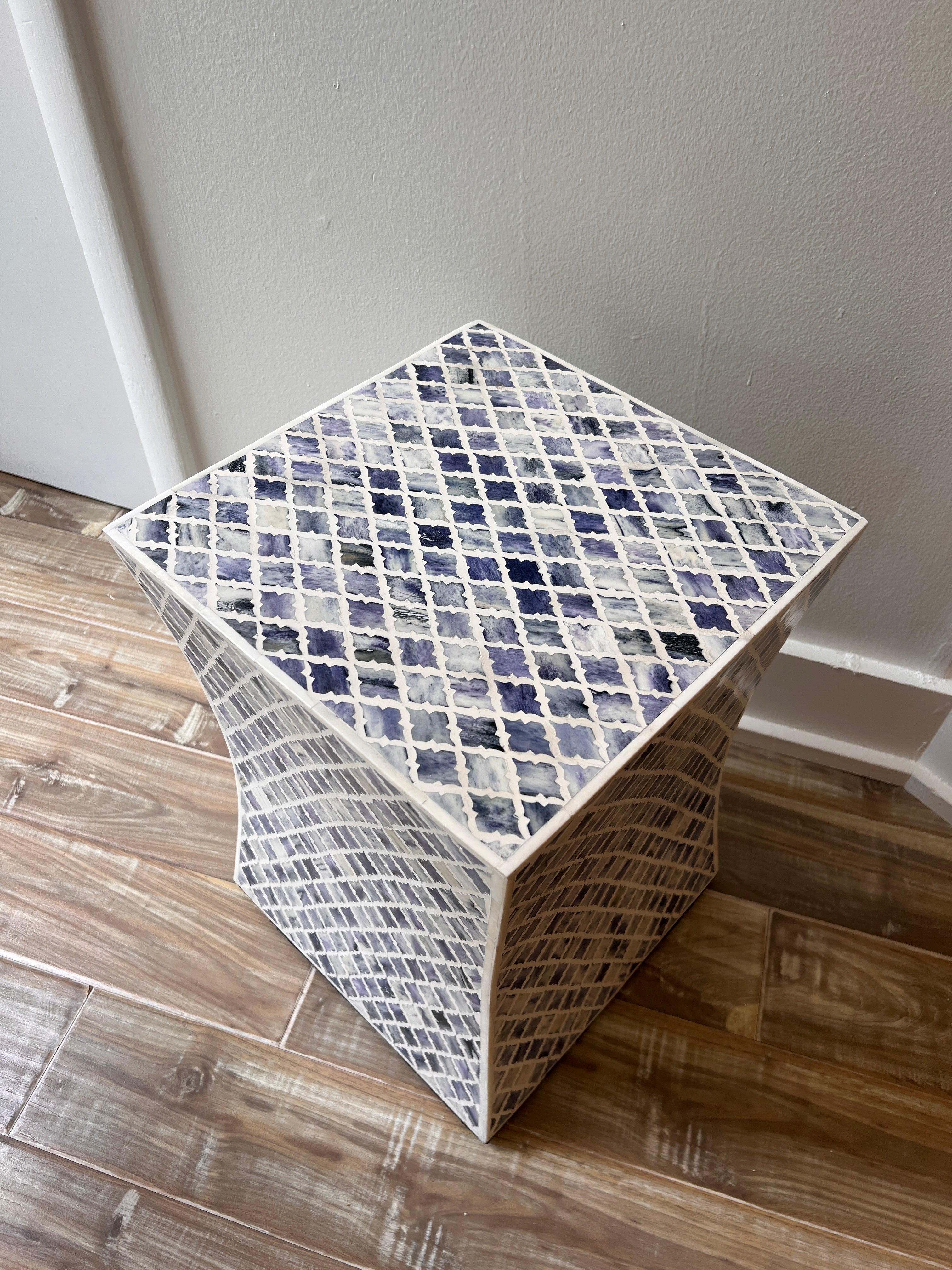 Blue Inlay Accent Table