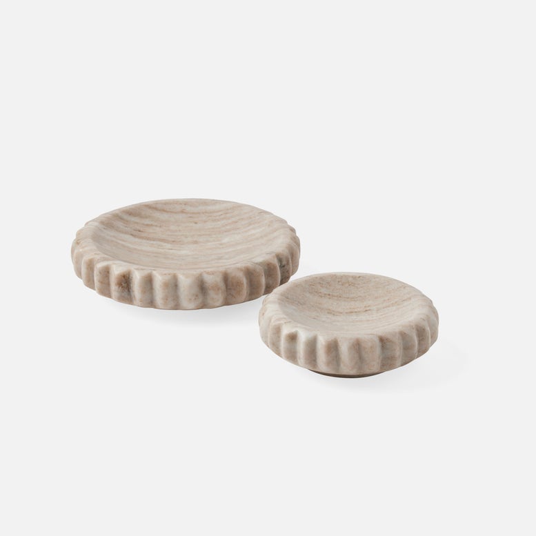 Analia decorative tray set in beige marble