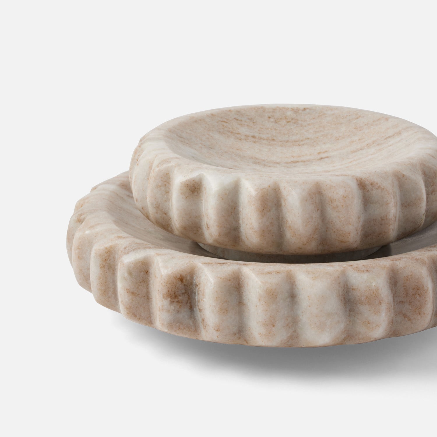 Analia decorative tray set in beige marble