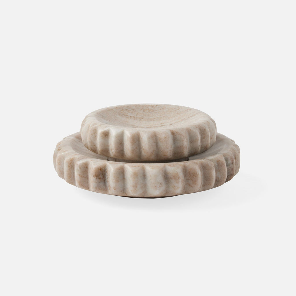 Analia decorative tray set in beige marble