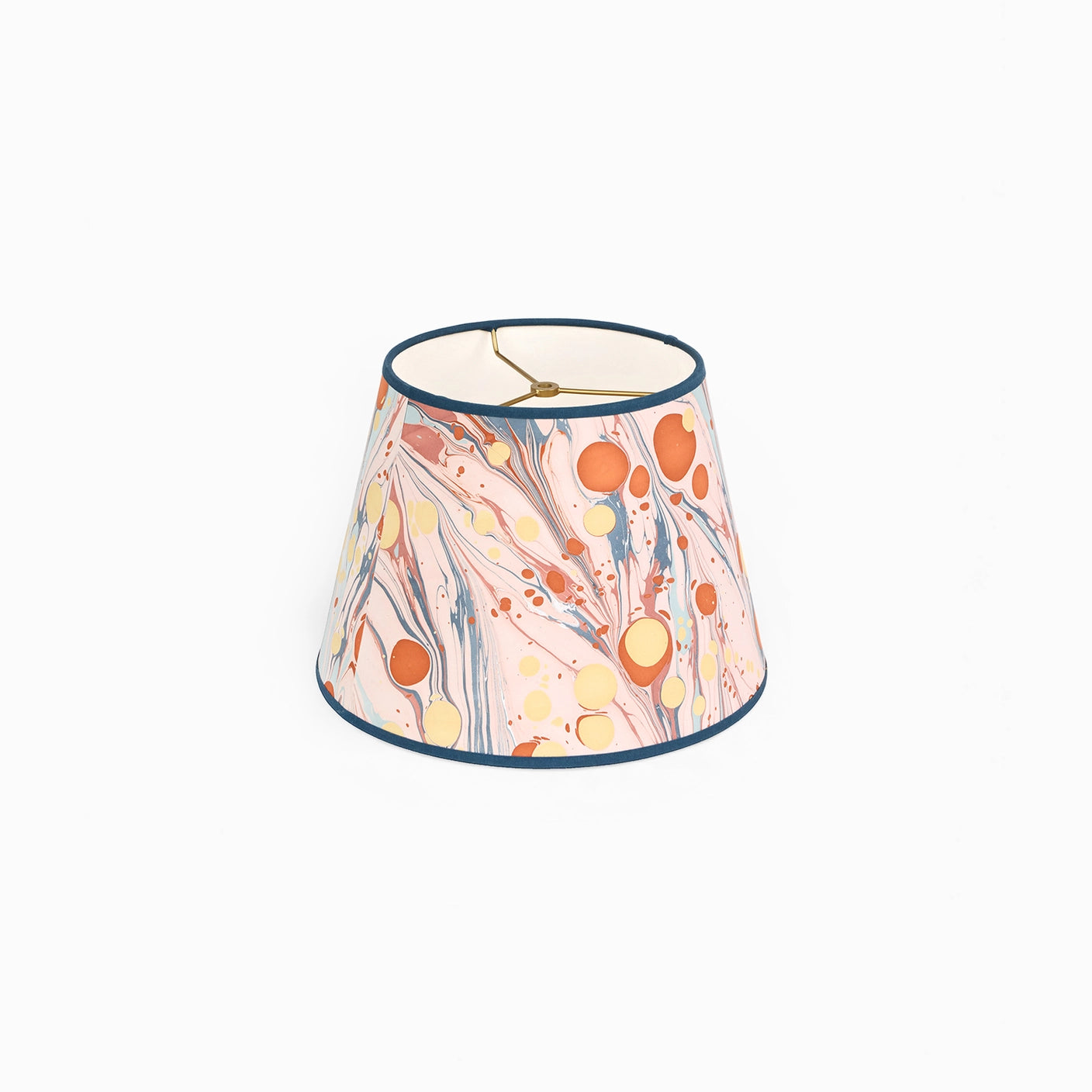 Apricot and navy marbled paper lampshade