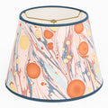 Apricot and navy marbled paper lampshade