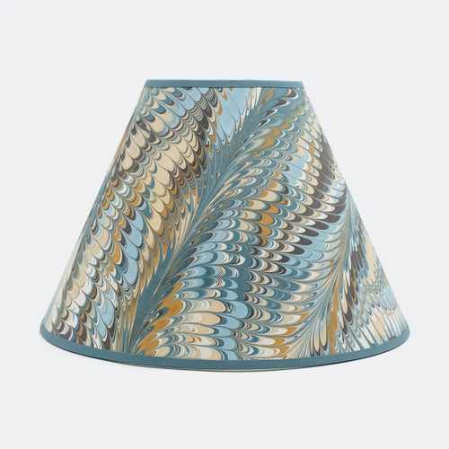 Aqua Marbled Empire Lampshade with earthy toned swirl detail 