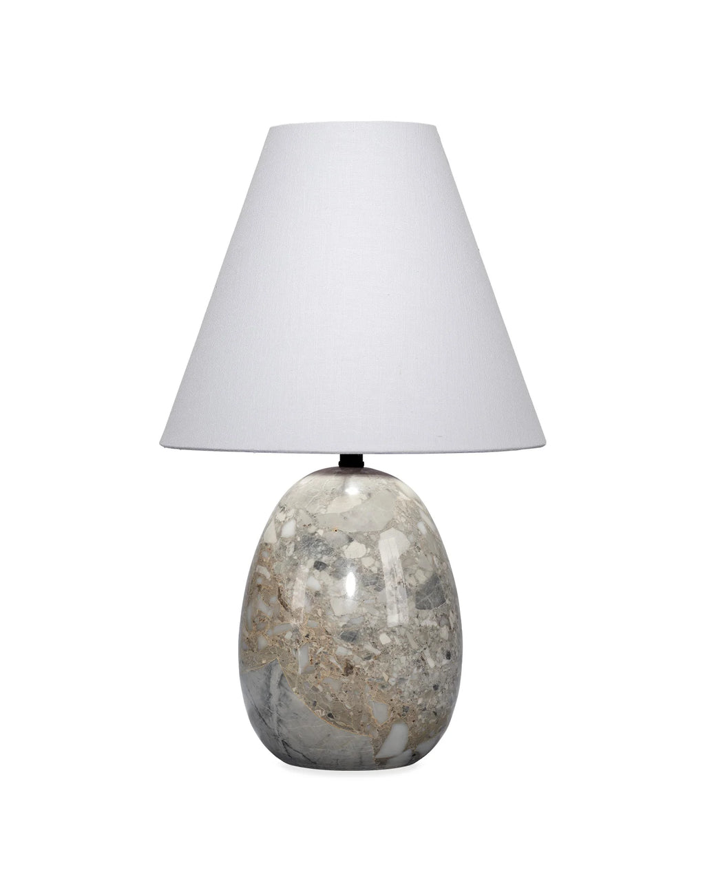 Grey travertine stone table lamp with a sculptural shape