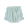 International Blue Quatrafoil Lampshade featuring finely pleated light blue fabric, a scalloped quatrefoil bottom edge, and matching tonal trim.