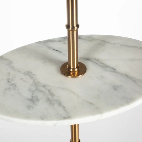 Bradburn Home Athena Floor Lamp in brass and white marble close up
