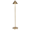 Contemporary style brushed brass floor lamp with triangular metal shade