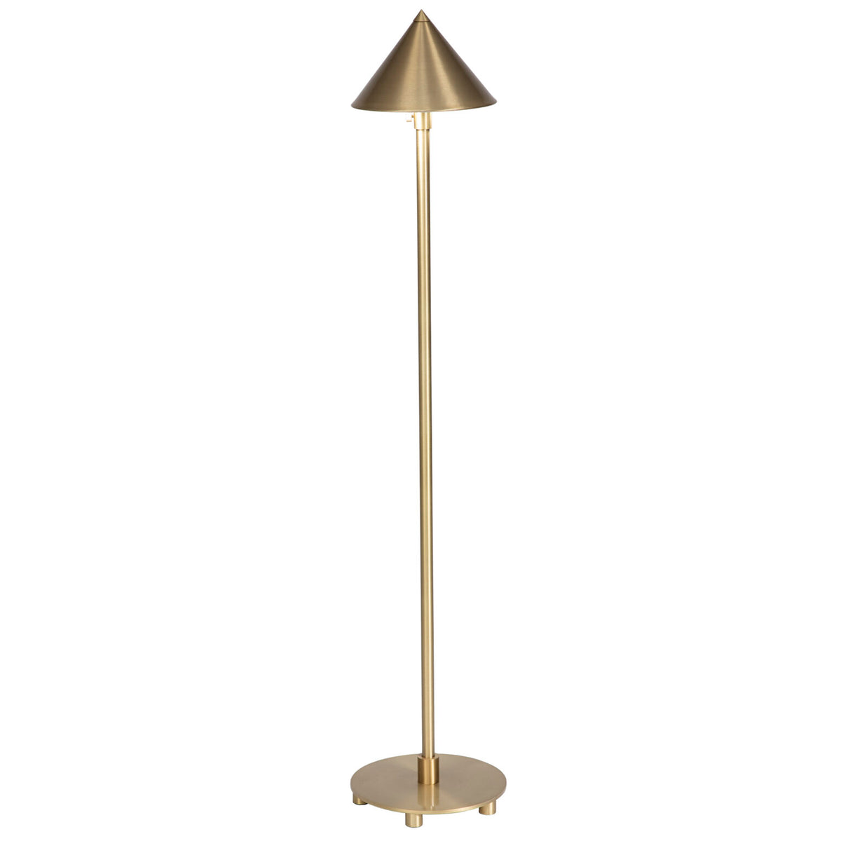 Contemporary style brushed brass floor lamp with triangular metal shade