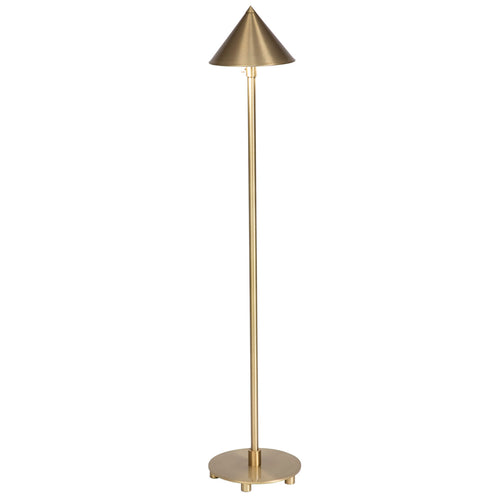 Contemporary style brushed brass floor lamp with triangular metal shade