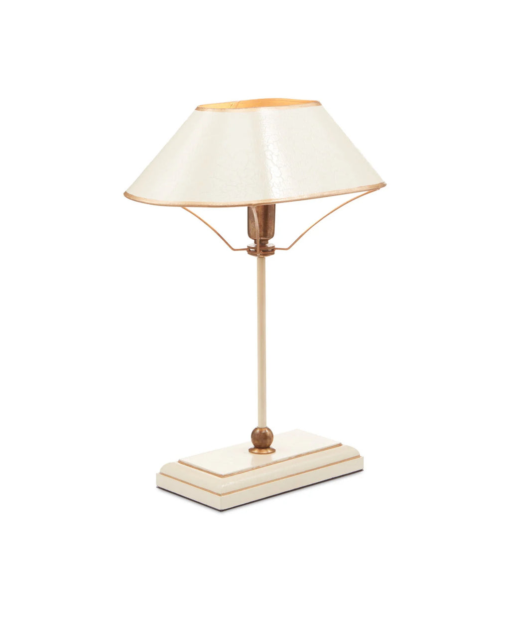 Vintage inspired ivory and gold table lamp with metal shade