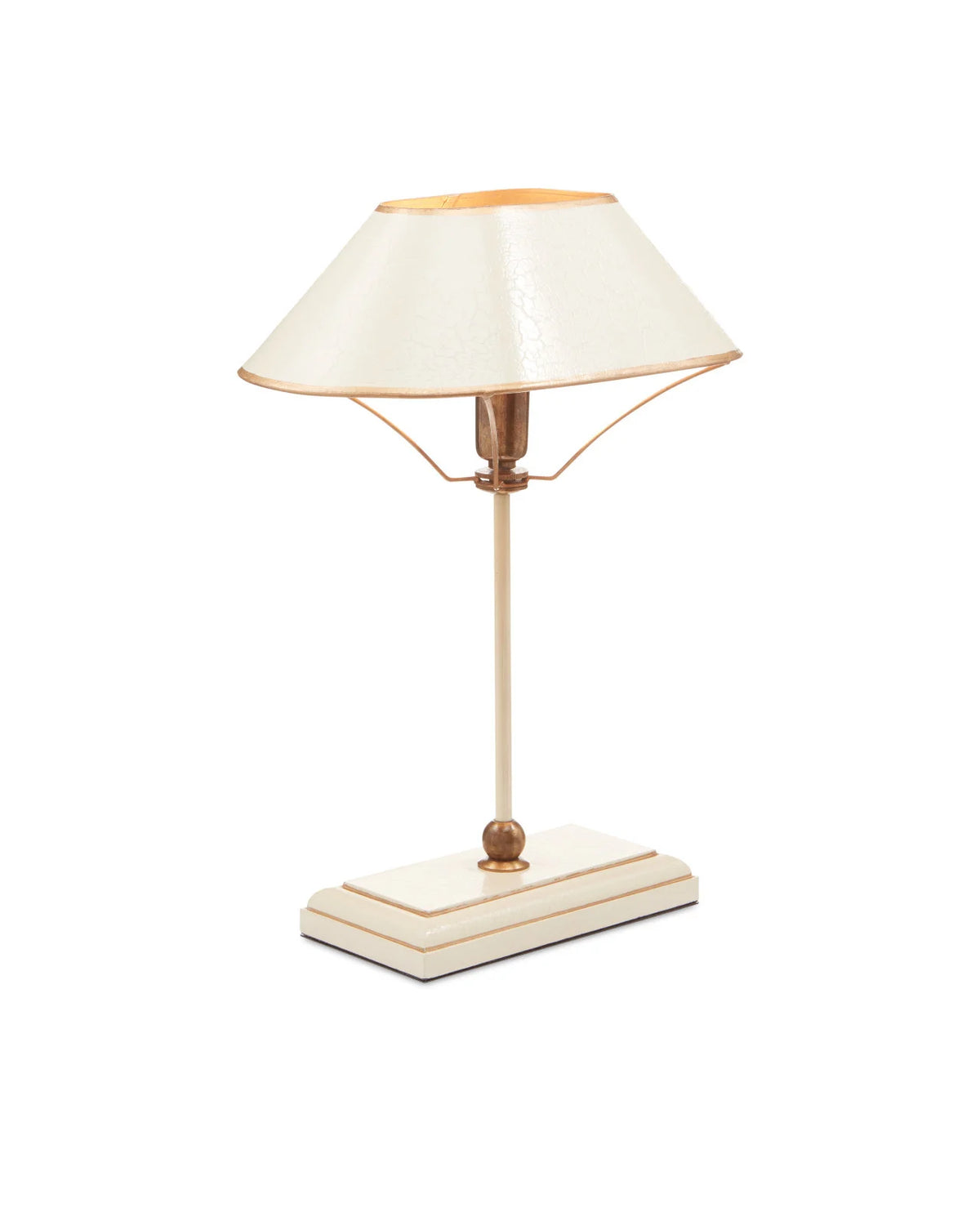 Vintage inspired ivory and gold table lamp with metal shade