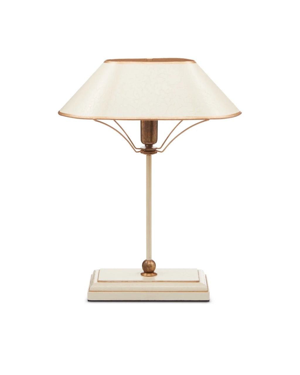 Vintage inspired ivory and gold table lamp with metal shade