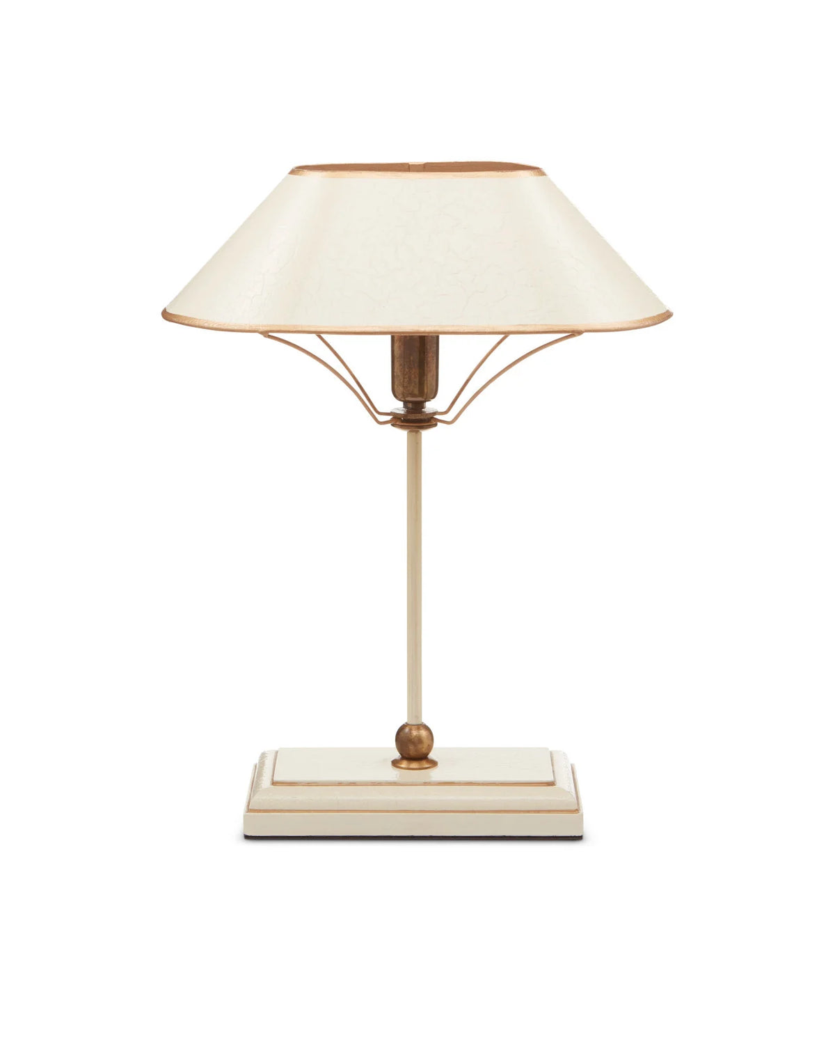 Vintage inspired ivory and gold table lamp with metal shade
