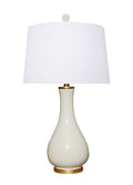Dove White Porcelain table lamp with gold leaf base