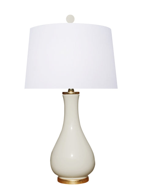 Dove White Porcelain table lamp with gold leaf base