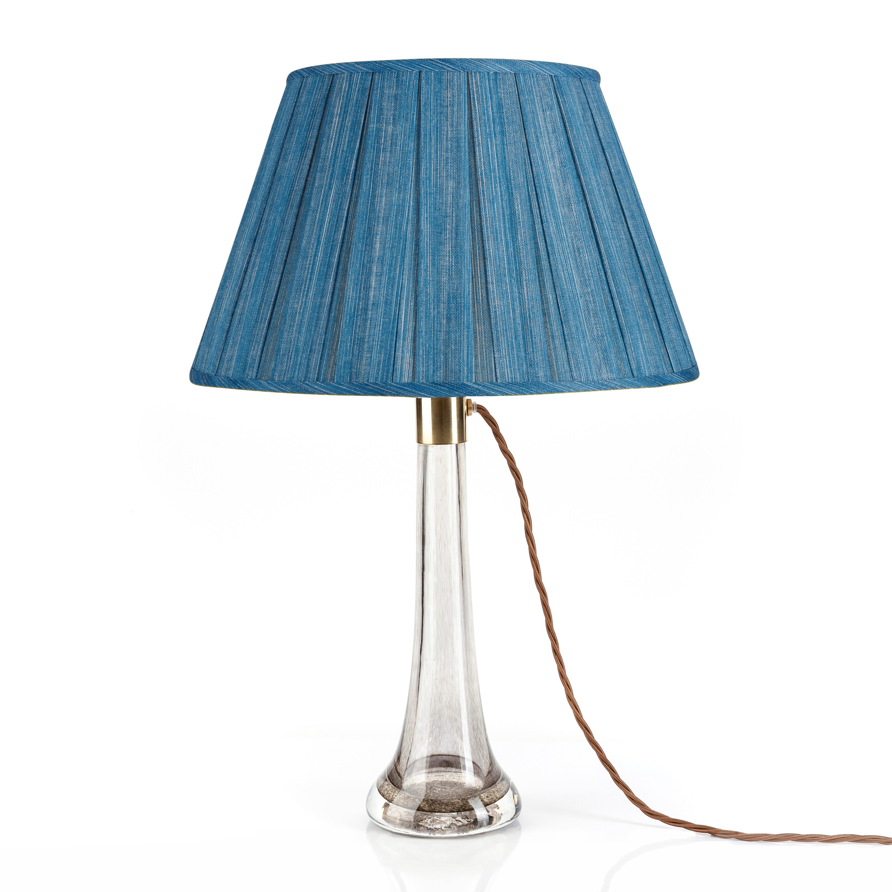 Fermoie Sacre Bleu Box Pleat Lampshade styled on a table lamp in Nashville, Tennessee