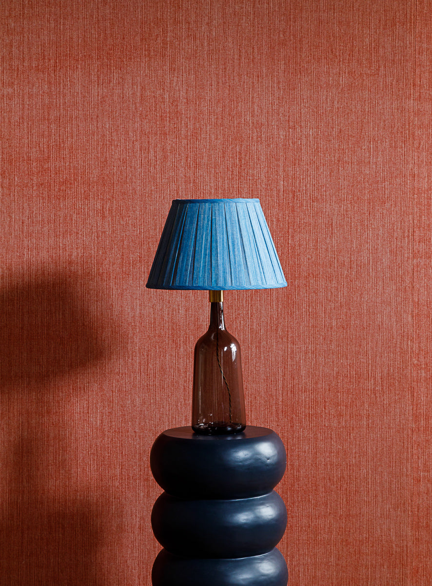 Fermoie Sacre Bleu Box Pleat Lampshade styled on a table lamp in Nashville, Tennessee