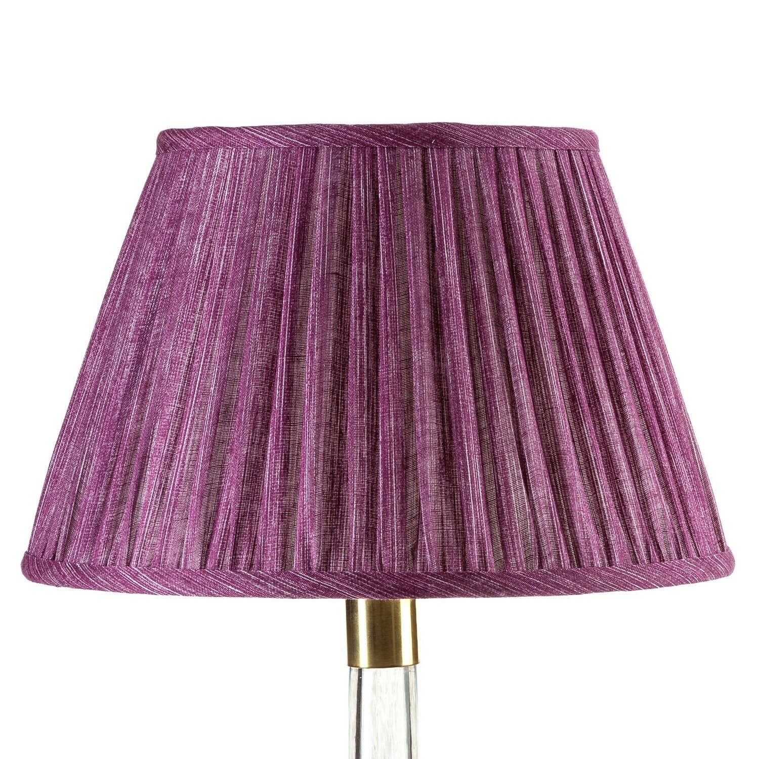 Fermoie Back To The Fuchsia empire lampshade styled on a glass table lamp in Nashville, Tennessee