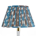Fermoie Blue Neutral Whittle empire lampshade styled on a glass table lamp in Nashville, Tennessee