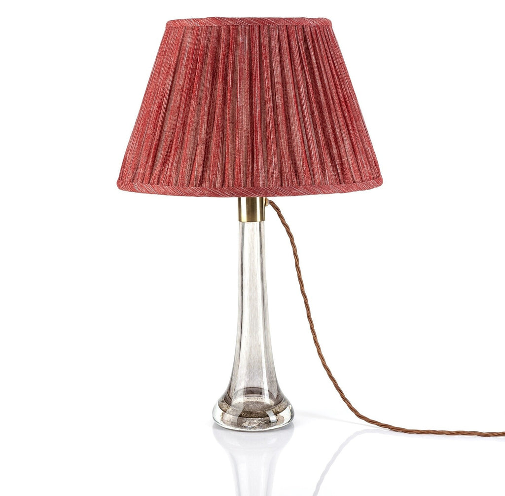 Fermoie Carpet Slipper empire lampshade styled on a glass table lamp in Nashville, Tennessee