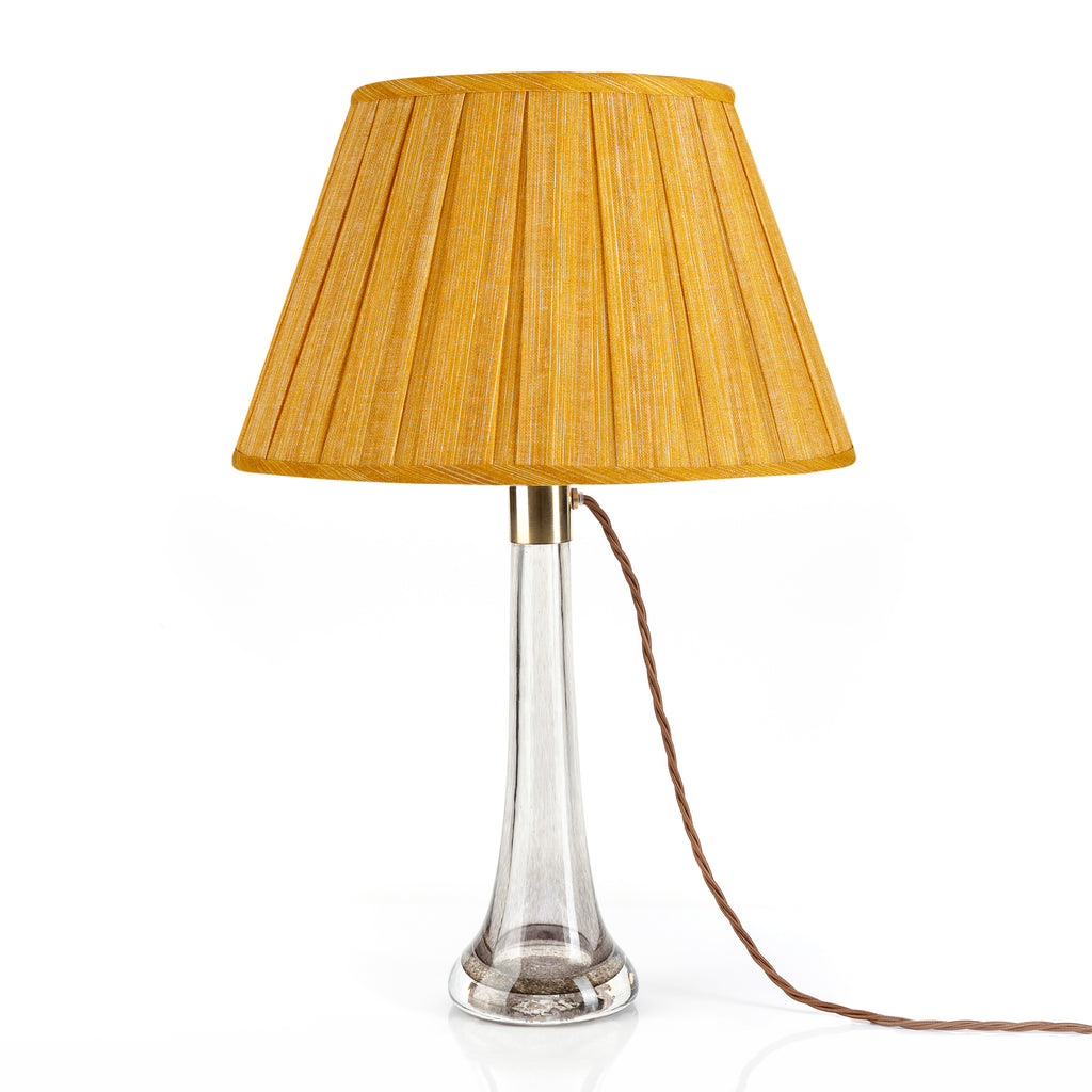 Fermoie Club Yellow Box Pleat Lampshade styled on a table lamp in Nashville, Tennessee