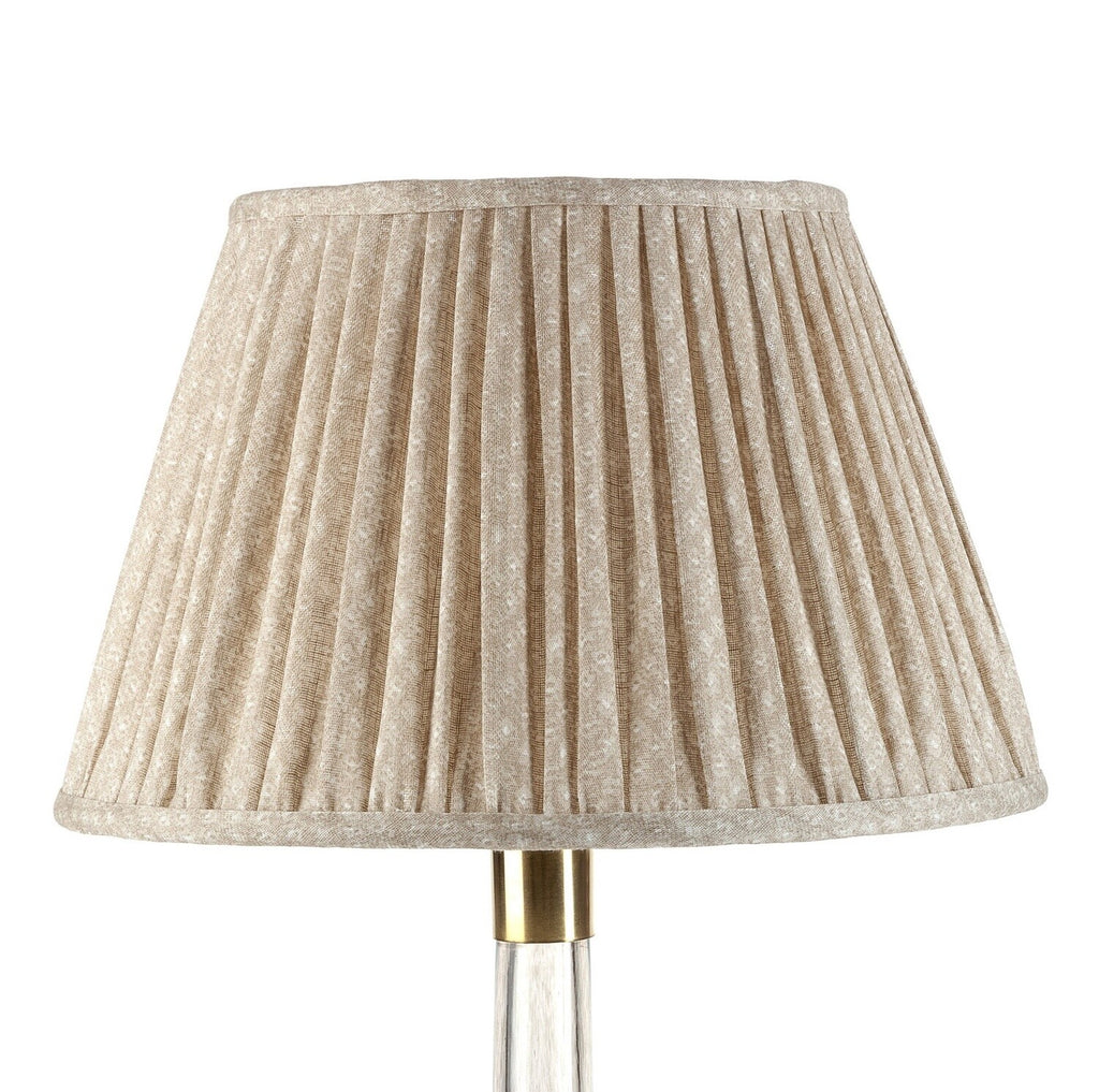 Fermoie Ecru Figured empire lampshade styled on a glass table lamp in Nashville, Tennessee
