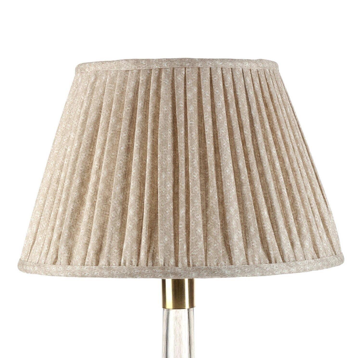 Fermoie Ecru Figured empire lampshade styled on a glass table lamp in Nashville, Tennessee
