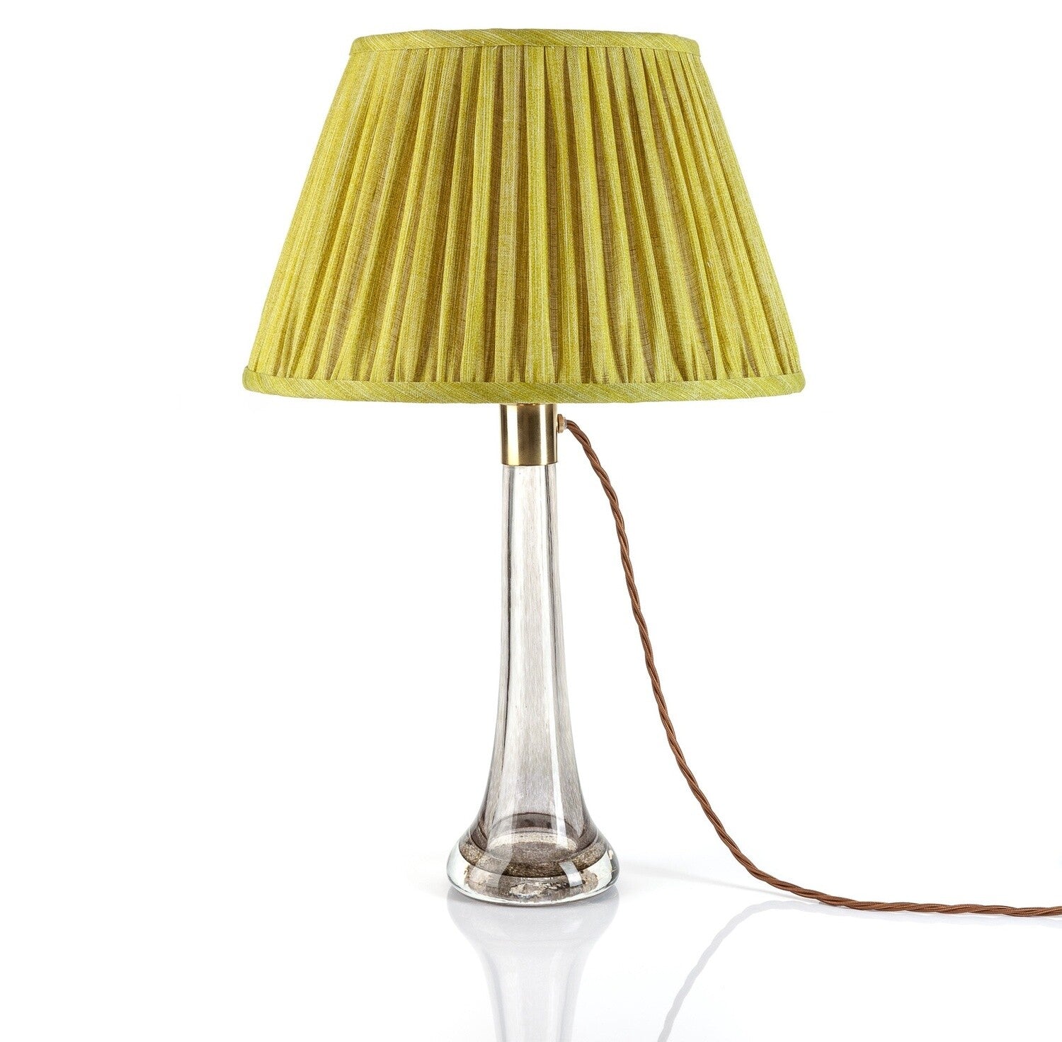 Fermoie Euphorbia empire lampshade styled on a glass table lamp in Nashville, Tennessee
