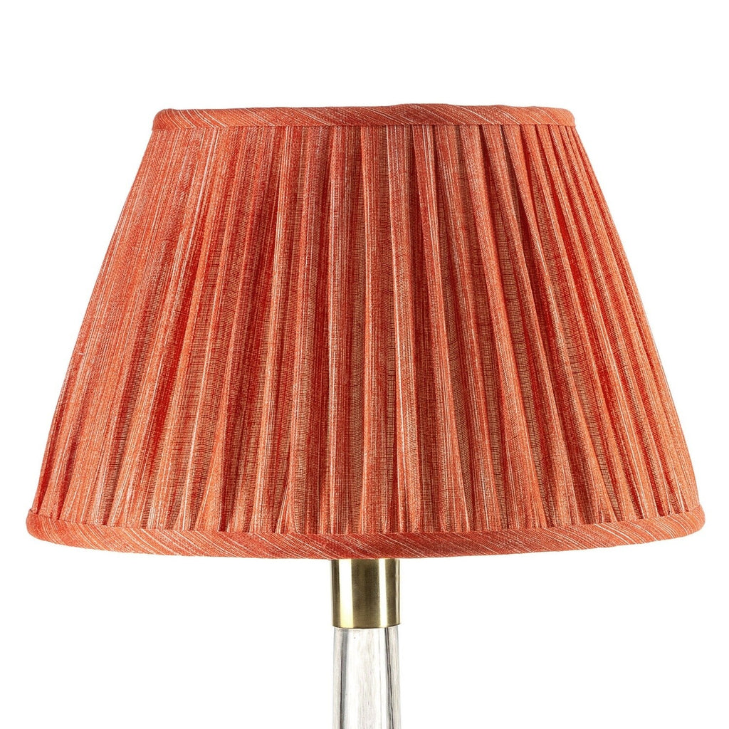 Fermoie Fresco empire lampshade styled on a glass table lamp in Nashville, Tennessee