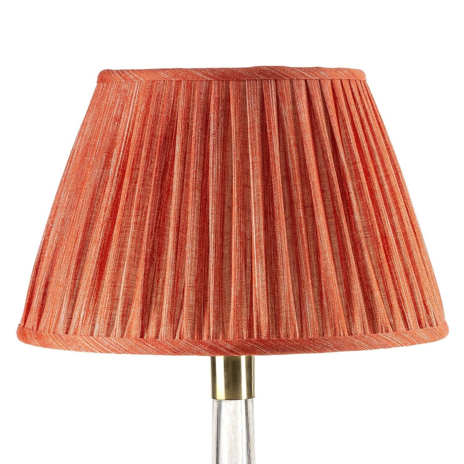 Fermoie Fresco empire lampshade styled on a glass table lamp in Nashville, Tennessee
