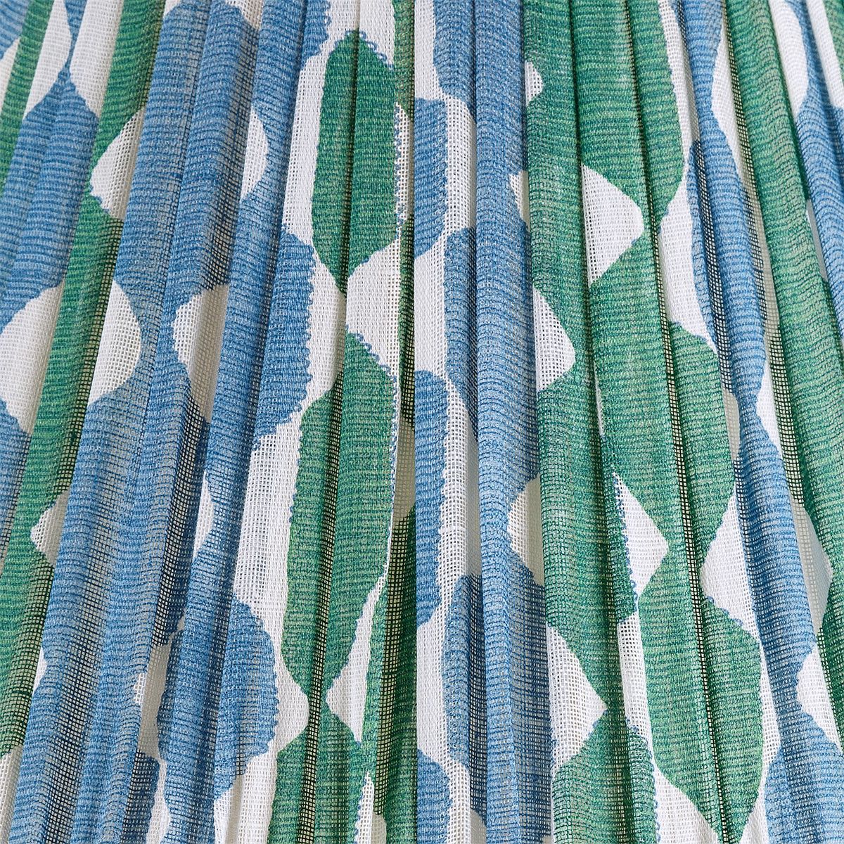 Fermoie Green and Blue Whittle gathered cotton lampshade detail