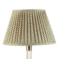 Fermoie Green Marden empire lampshade styled on a glass table lamp in Nashville, Tennessee