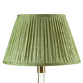 Fermoie Kintyre Green empire lampshade styled on a glass table lamp in Nashville, Tennessee