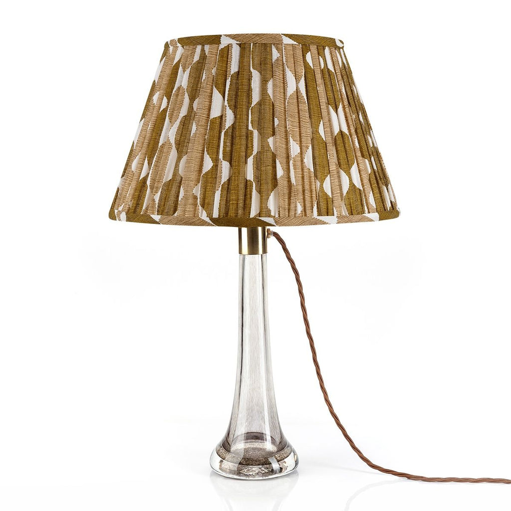 Fermoie Neutral Whittle Empire lampshade styled on a glass table lamp in Nashville, Tennessee