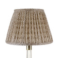Fermoie Nut Brown Popple empire lampshade styled on a glass table lamp in Nashville, Tennessee