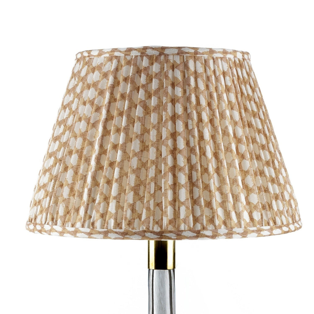 Fermoie Nut Brown Wicker empire lampshade styled on a glass table lamp in Nashville, Tennessee