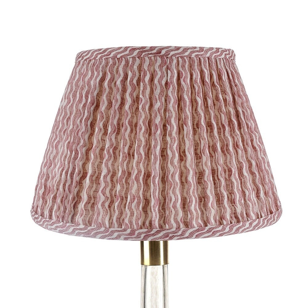 Fermoie Pink Popple empire lampshade styled on a glass table lamp in Nashville, Tennessee
