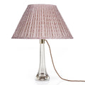 Fermoie Pink Popple oval lampshade styled on a glass table lamp in Nashville, Tennessee