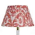 Fermoie Red Marlborough empire lampshade styled on a glass table lamp in Nashville, Tennessee
