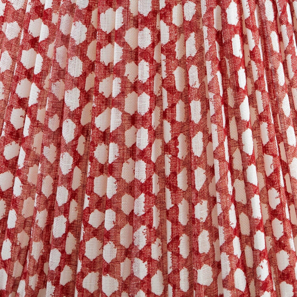 Fermoie Red Wicker gathered cotton lampshade detail