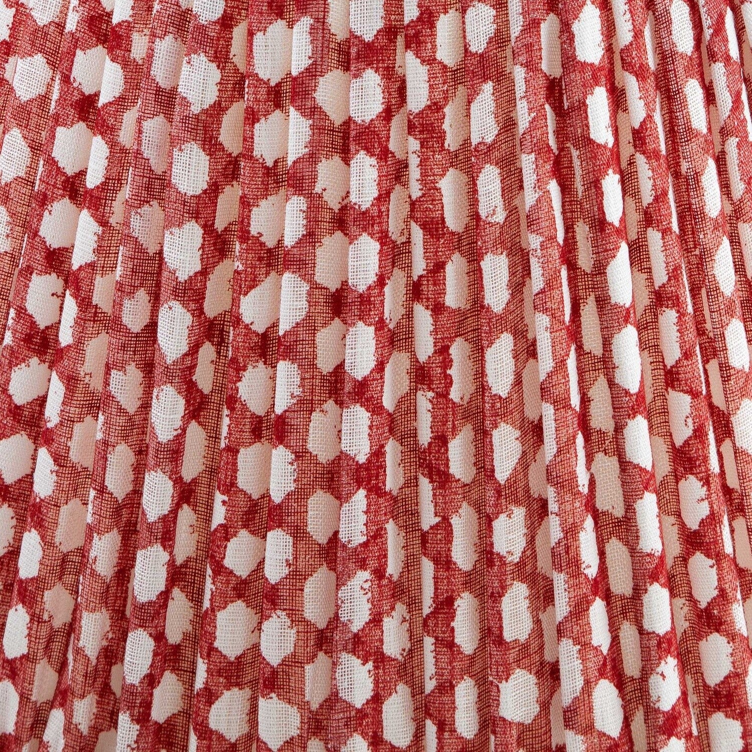 Fermoie Red Wicker gathered cotton lampshade detail