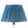 Fermoie Sacre Blue empire lampshade styled on a glass table lamp in Nashville, Tennessee