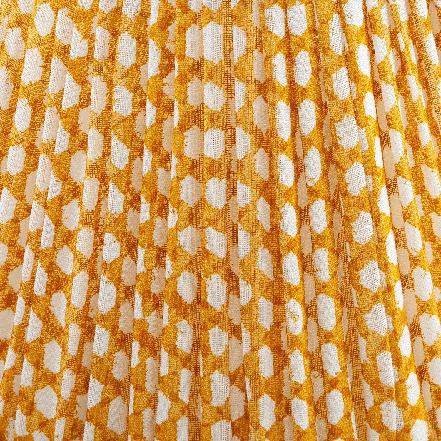 Fermoie Yellow Wicker gathered cotton lampshade detail