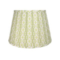Green and lavender empire lampshade with geometric pattern