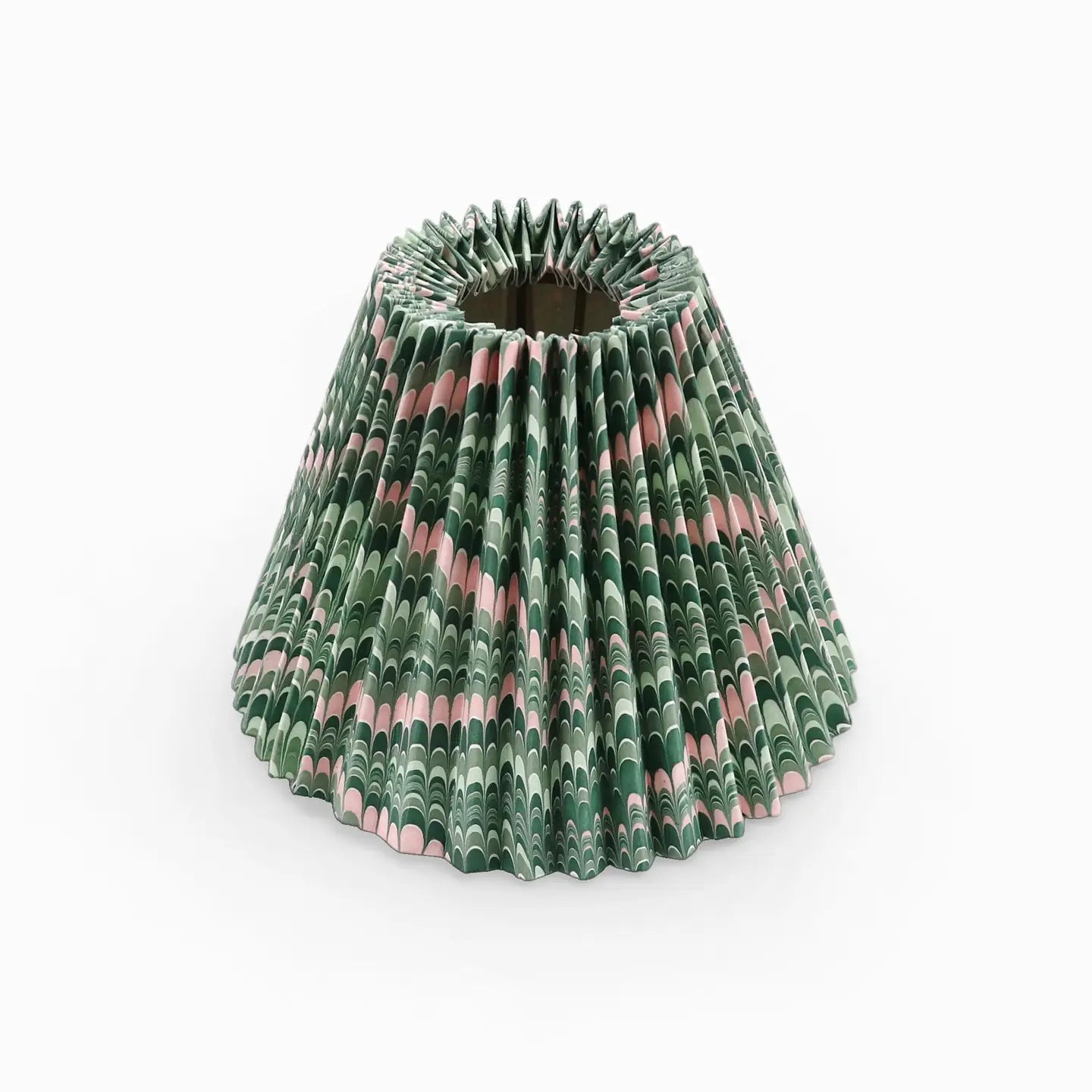 Green and pink marbled empire lampshade with accordian style pleats. Available in Nashville, Tennessee
