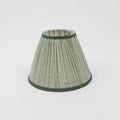 Green floral and stipe block print fabric lampshade
