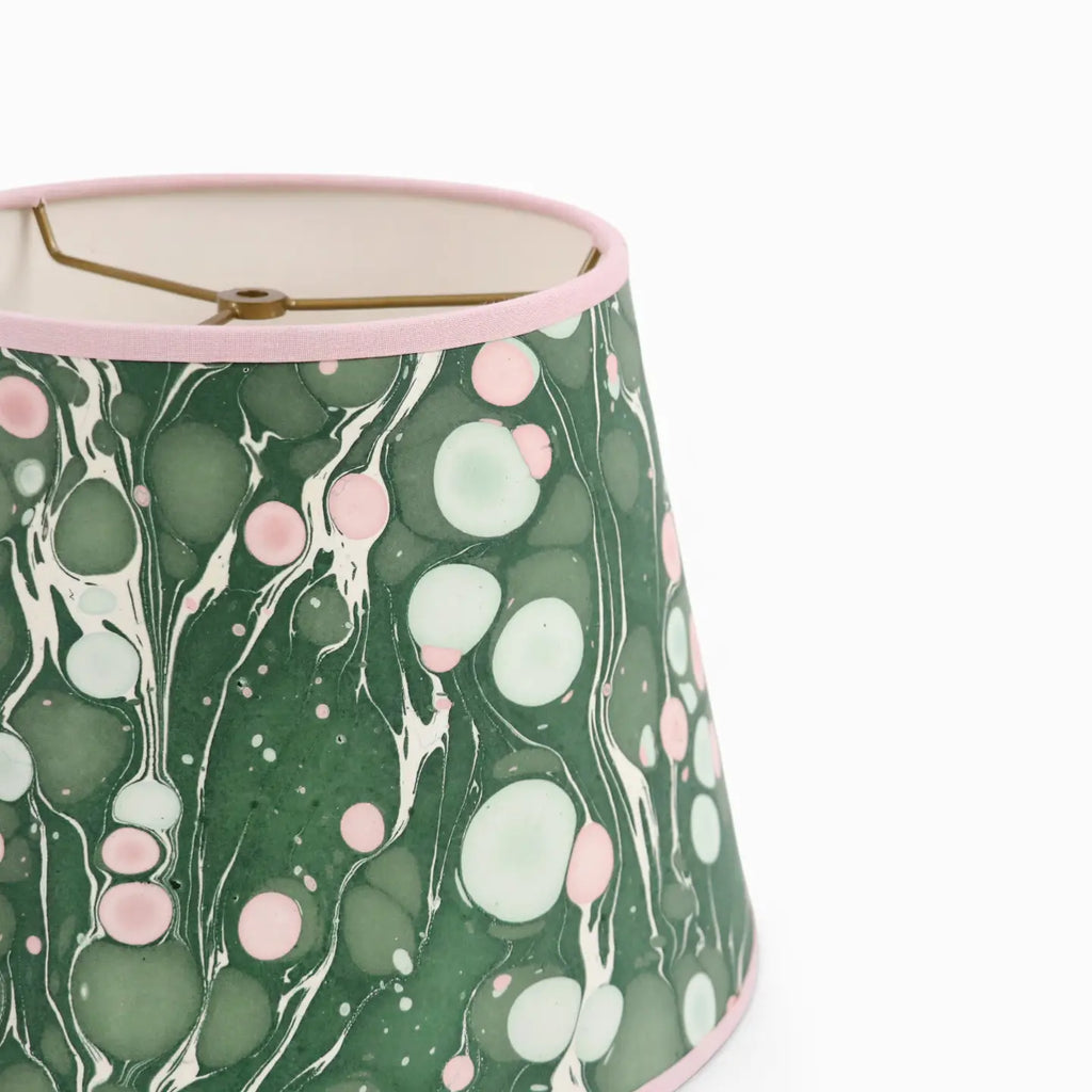 Olive and pink marbled lampshade