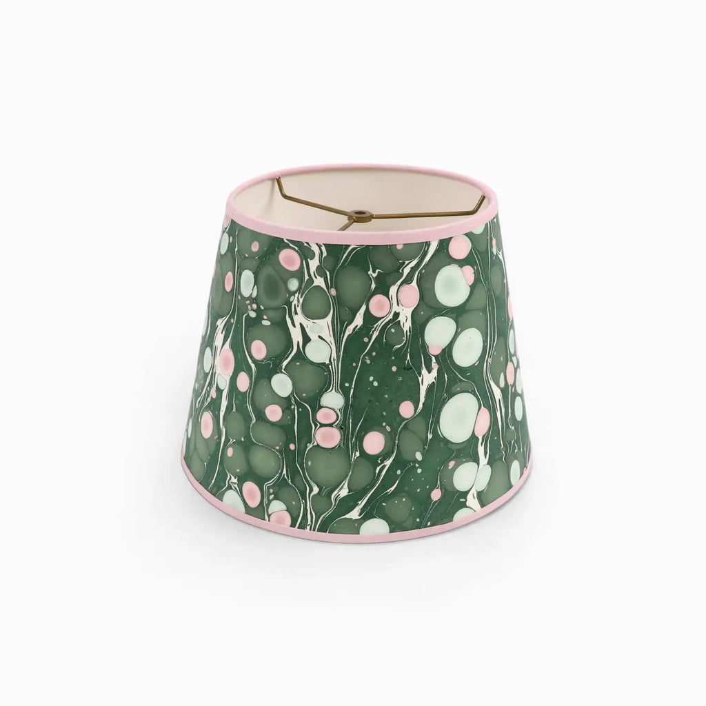 Olive and pink marbled lampshade
